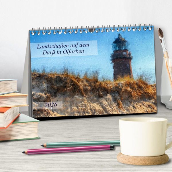 Produktbild: Landschaften auf dem Dar&szlig; in &Ouml;lfarben (Tischkalender 2026 DIN A5 quer), CALVENDO Monatskalender