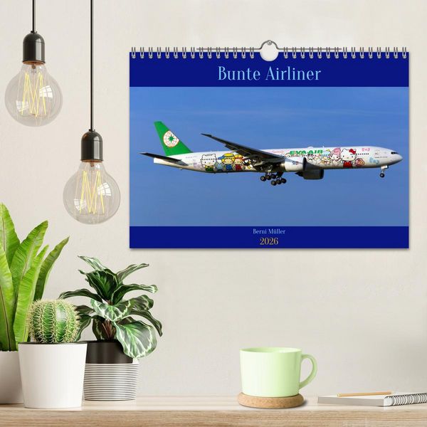 Produktbild: Bunte Airliner (Wandkalender 2026 DIN A4 quer), CALVENDO Monatskalender