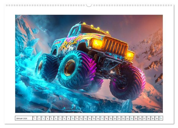 Produktbild: Die Macht der Monstertrucks (Wandkalender 2026 DIN A2 quer), CALVENDO Monatskalender