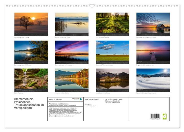 Produktbild: Ammersee bis Walchensee - Traumlandschaften im Voralpenland (Wandkalender 2026 DIN A2 quer), CALVENDO Monatskalender