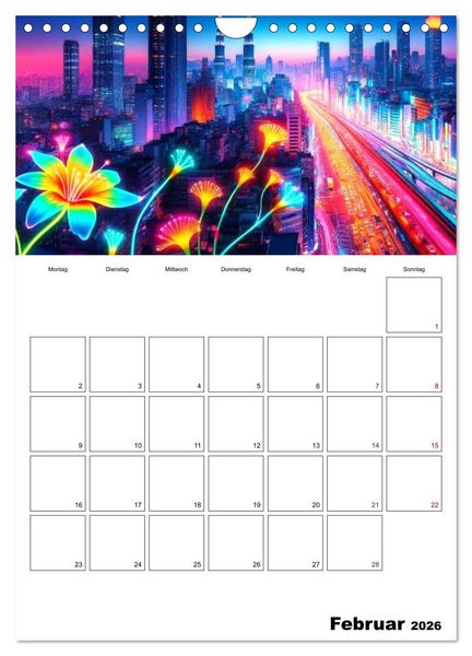 Produktbild: Neonlicht Familienplaner (Wandkalender 2026 DIN A4 hoch), CALVENDO Monatskalender