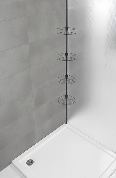 Produktbild: Teleskop-Eckregal Mod. Dolcedo Edelstahl, Schwarz matt, rostfrei