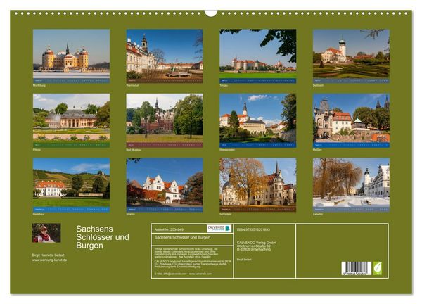 Produktbild: Sachsens Schl&ouml;sser und Burgen (Wandkalender 2026 DIN A2 quer), CALVENDO Monatskalender
