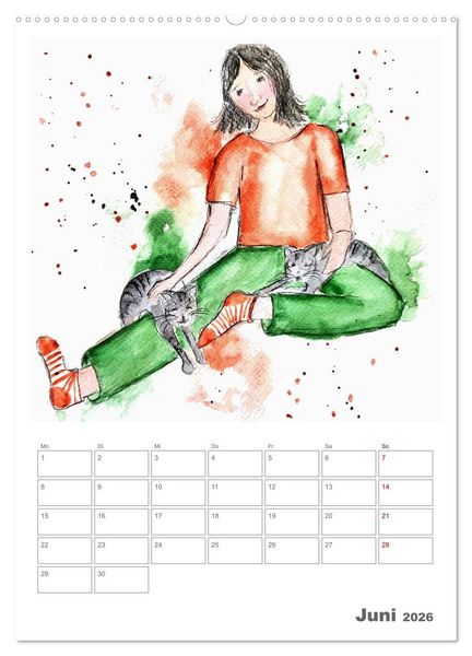 Produktbild: Meine zwei Samtpf&ouml;tchen und Ich - Bezaubernde Aquarelle einer gro&szlig;e Liebe (hochwertiger Premium Wandkalender 2026 DIN A2 hoch), Kunstdruck in Hochglanz
