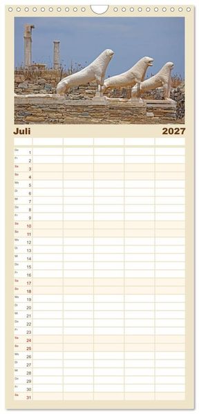 Produktbild: Familienplaner 2027 - Die Kykladen - Inseln im &Auml;g&auml;ischen Meer mit 5 Spalten (Wandkalender, 21 x 45 cm) CALVENDO