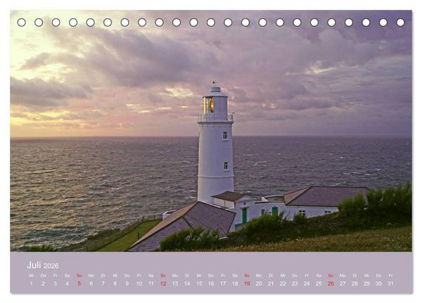 Produktbild: Englische Leuchtt&uuml;rme - Leuchtfeuer entlang Englands K&uuml;ste (Tischkalender 2026 DIN A5 quer), CALVENDO Monatskalender