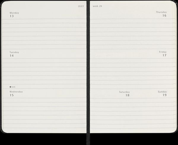 Produktbild: Moleskine 12 Monate Wochenkalender 2026, Pocket/A6, 1 Wo = 2 Seiten, horizontal, fester Einband, Schwarz