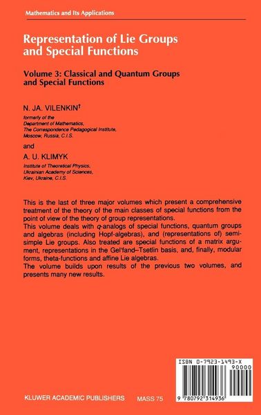 Produktbild: Representation of Lie Groups and Special Functions