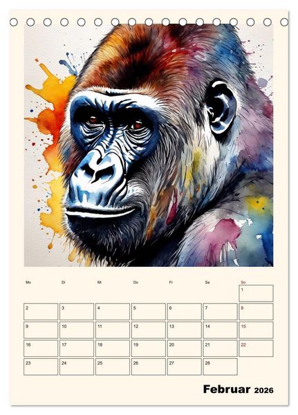 Produktbild: Schimpansen & Gorillas (Tischkalender 2026 DIN A5 hoch), CALVENDO Monatskalender