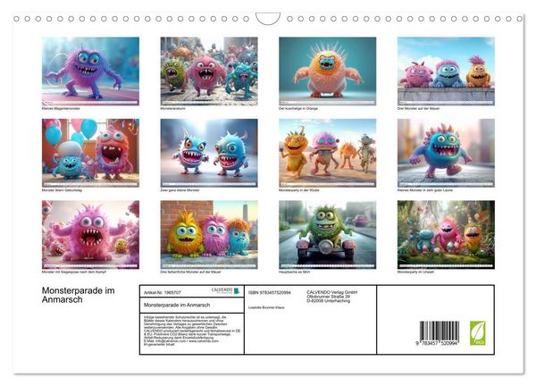 Produktbild: Monsterparade im Anmarsch (Wandkalender 2026 DIN A3 quer), CALVENDO Monatskalender