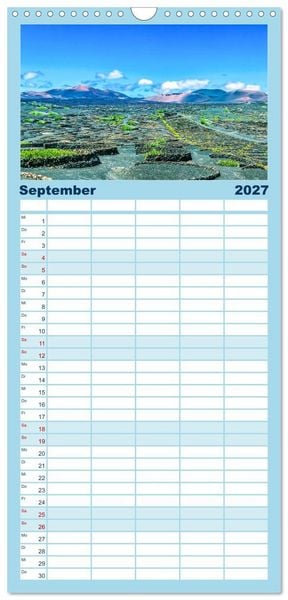 Produktbild: Familienplaner 2027 - Lanzarote - Wo die Vulkane die Landschaft formten mit 5 Spalten (Wandkalender, 21 x 45 cm) CALVENDO