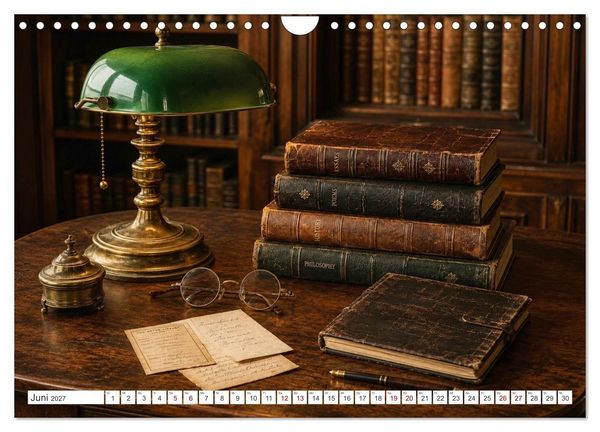 Produktbild: Zwischen Holz und Seiten - Vintage Bibliotheken (Wandkalender 2027 DIN A4 quer), CALVENDO Monatskalender