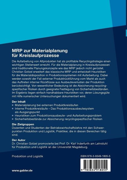 Produktbild: MRP zur Materialplanung f&uuml;r Kreislaufprozesse
