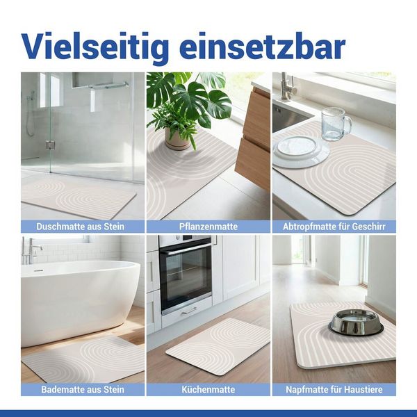Produktbild: Diatomit Badematte Mod. Nazca, 80 x 50 cm, schnelltrocknend und rutschsicher