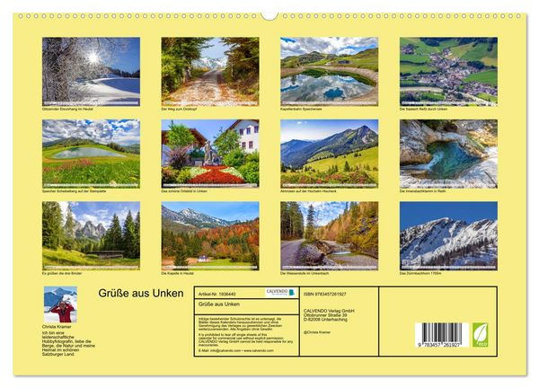 Produktbild: Gr&uuml;&szlig;e aus Unken (hochwertiger Premium Wandkalender 2026 DIN A2 quer), Kunstdruck in Hochglanz