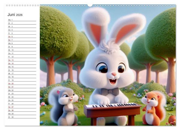 Produktbild: Musikalische Waldtiere (hochwertiger Premium Wandkalender 2026 DIN A2 quer), Kunstdruck in Hochglanz