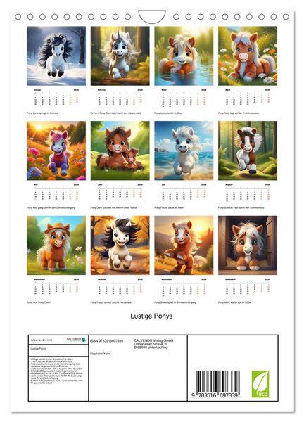 Produktbild: Lustige Ponys (Wandkalender 2026 DIN A4 hoch), CALVENDO Monatskalender