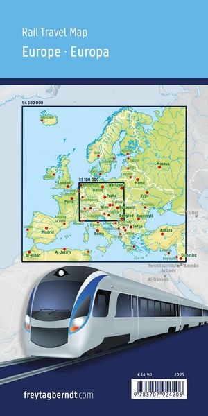 Produktbild: freytag & berndt Rail Travel Map Europa 1:4,5 Mio.