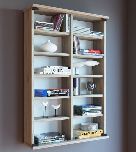 Produktbild: Holz CD DVD Wandregal Schrank Zuntisa Glast&uuml;r