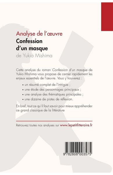 Produktbild: Confession d'un masque de Yukio Mishima (Analyse de l'oeuvre)