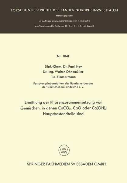 Produktbild: Ermittlung der Phasenzusammensetzung von Gemischen, in denen CaCO3, CaO oder Ca(OH)2 Hauptbestandteile sind