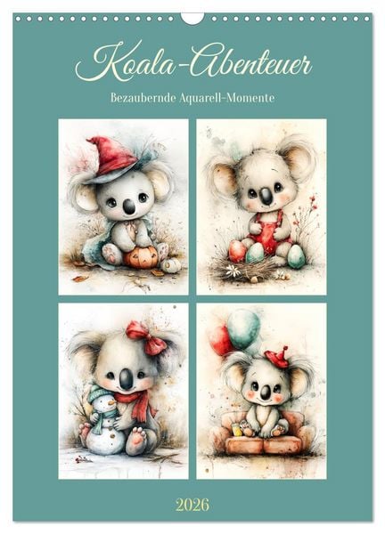 Produktbild: Koala-Abenteuer. Bezaubernde Aquarell-Momente (Wandkalender 2026 DIN A3 hoch), CALVENDO Monatskalender