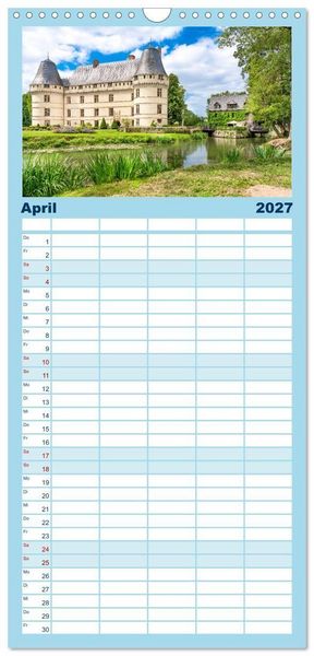 Produktbild: Familienplaner 2027 - Ch&acirc;teaux. Im Tal der Loire mit 5 Spalten (Wandkalender, 21 x 45 cm) CALVENDO