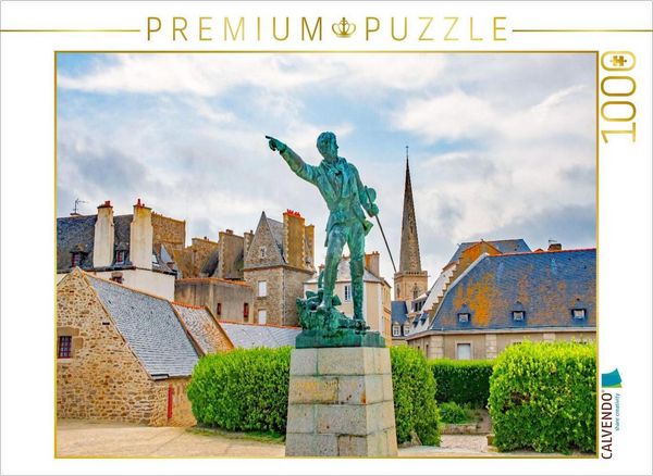 Produktbild: CALVENDO Puzzle Statue Robert Surcouf, Saint Malo, Bretagne, Frankreich | 1000 Teile Lege-Gr&ouml;&szlig;e 64x48cm Foto-Puzzle f&uuml;r gl&uuml;ckliche Stunden