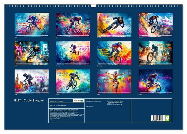 Produktbild: BMX - Coole Slogans (Wandkalender 2026 DIN A2 quer), CALVENDO Monatskalender