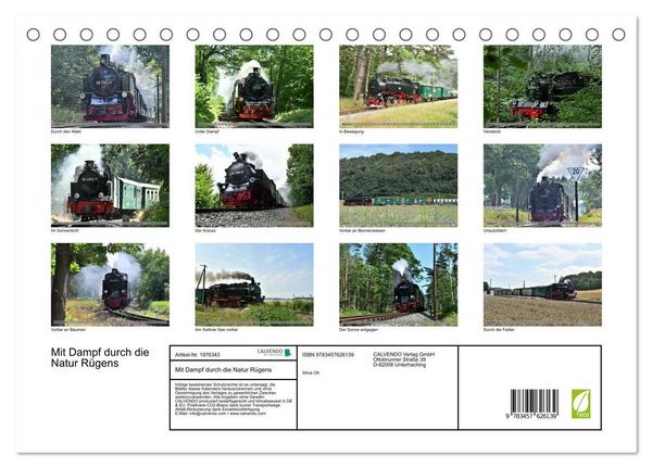 Produktbild: Mit Dampf durch die Natur R&uuml;gens (Tischkalender 2026 DIN A5 quer), CALVENDO Monatskalender