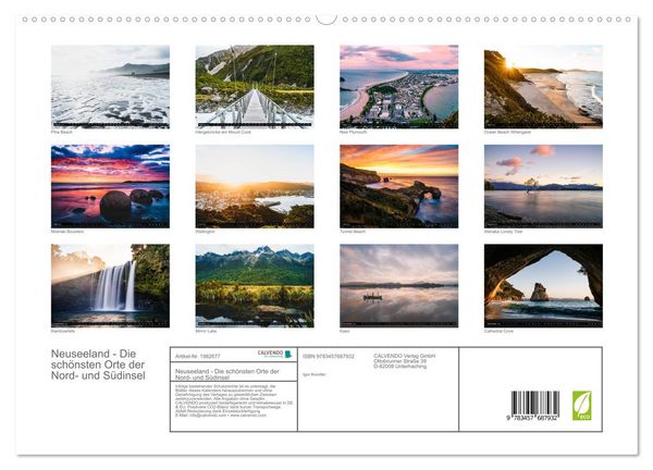Produktbild: Neuseeland - Die sch&ouml;nsten Orte der Nord- und S&uuml;dinsel (hochwertiger Premium Wandkalender 2026 DIN A2 quer), Kunstdruck in Hochglanz