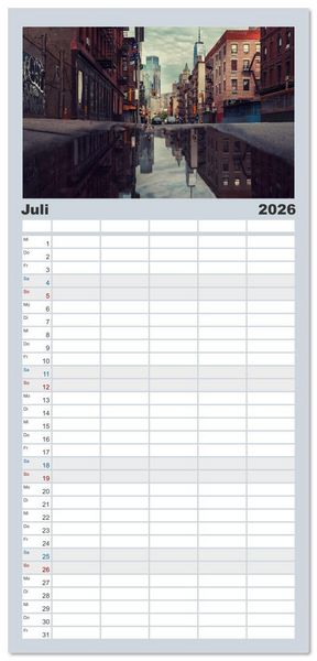 Produktbild: Familienplaner 2026 - New York City - der besondere Blick auf Big Apple mit 5 Spalten (Wandkalender, 21 x 45 cm) CALVENDO