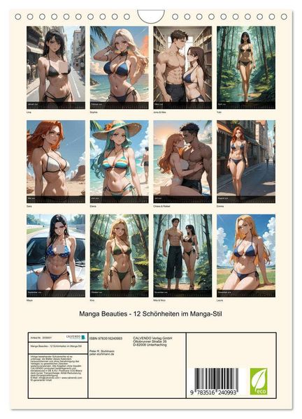 Produktbild: Manga Beauties - 12 Sch&ouml;nheiten im Manga-Stil (Wandkalender 2026 DIN A4 hoch), CALVENDO Monatskalender