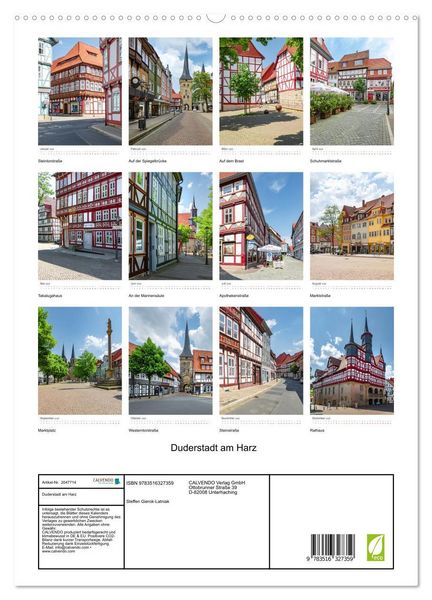 Produktbild: Duderstadt am Harz (hochwertiger Premium Wandkalender 2026 DIN A2 hoch), Kunstdruck in Hochglanz