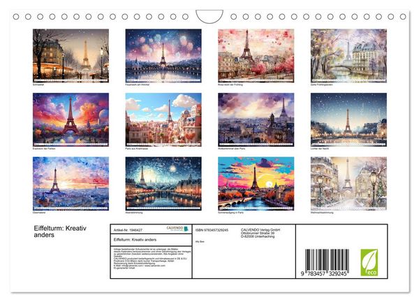 Produktbild: Eiffelturm: Kreativ anders (Wandkalender 2026 DIN A4 quer), CALVENDO Monatskalender