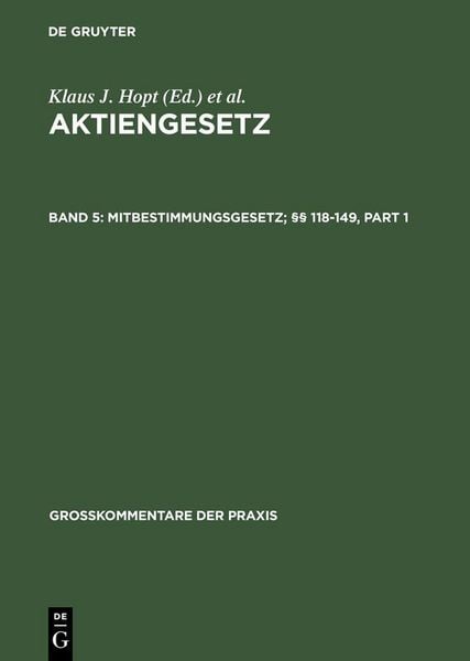 Produktbild: Mitbestimmungsgesetz; &sect;&sect; 118-149