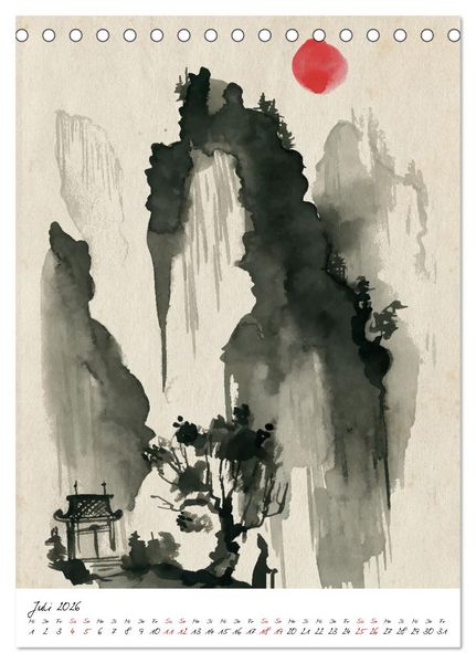 Produktbild: Sumi-e Kunst im japanischen Stil (Tischkalender 2026 DIN A5 hoch), CALVENDO Monatskalender