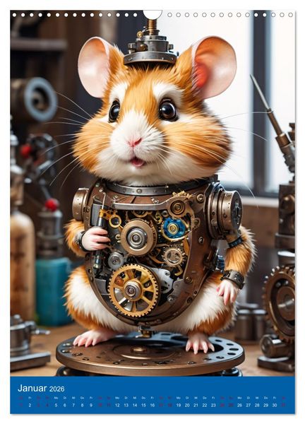 Produktbild: Roboter-Hamster - niedliche kleine Roboter (Wandkalender 2026 DIN A3 hoch), CALVENDO Monatskalender