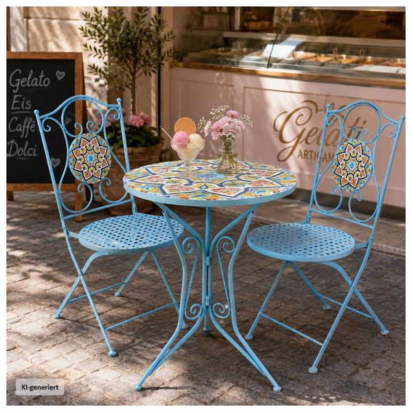Produktbild: HTI-Living Gartenstuhl 2er-Set Metall T&uuml;rkis Tunis Gartenstuhl 2er-Set Metall T&uuml;rkis Tunis