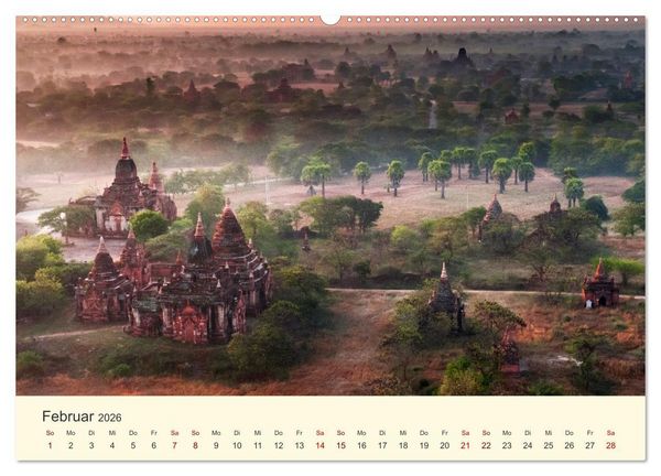 Produktbild: Bagan - Pagode im Wald (hochwertiger Premium Wandkalender 2026 DIN A2 quer), Kunstdruck in Hochglanz