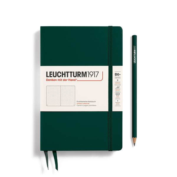 Produktbild: LEUCHTTURM1917 Notizbuch Paperback (B6+), Hardcover, 219 nummerierte Seiten, Forest Green, Dotted