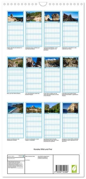 Produktbild: Familienplaner 2027 - Korsika Wild und Frei mit 5 Spalten (Wandkalender, 21 x 45 cm) CALVENDO