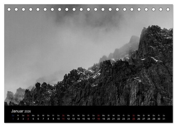 Produktbild: BERGE IN SCHWARZ WEISS (Tischkalender 2026 DIN A5 quer), CALVENDO Monatskalender