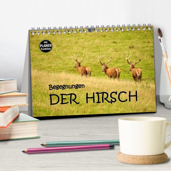 Produktbild: Begegnungen. DER HIRSCH (Tischkalender 2026 DIN A5 quer), CALVENDO Monatskalender