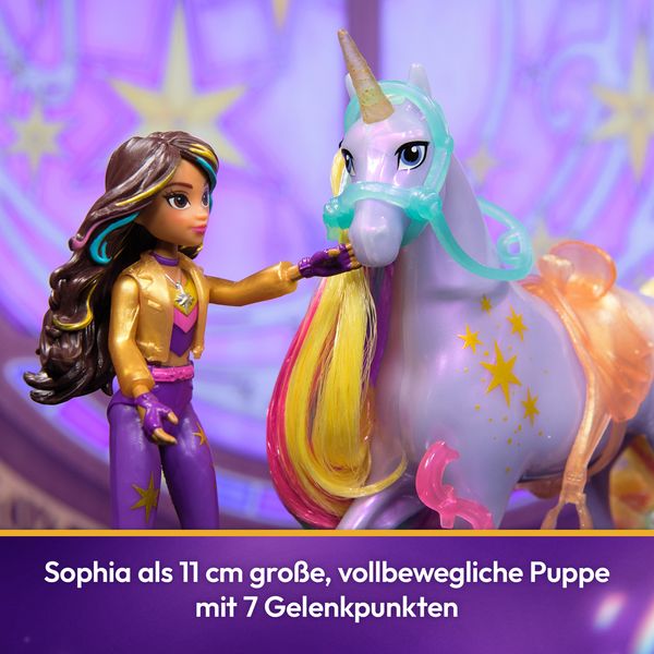 Produktbild: Unicorn Academy - Sophia und Einhorn Wildstar Set, 12 cm Figuren zur Netflix Serie mit Sattel, M&auml;hnen- und Schweifb&uuml;rste & Zubeh&ouml;r, ab 4 J.
