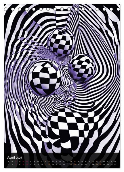 Produktbild: OP Art Nichts f&uuml;r schwache Augen (Tischkalender 2026 DIN A5 hoch), CALVENDO Monatskalender