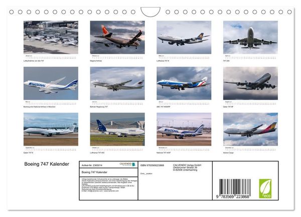 Produktbild: Boeing 747 Kalender (Wandkalender 2027 DIN A4 quer), CALVENDO Monatskalender