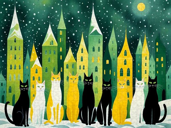 Produktbild: CALVENDO Puzzle Katzenwinter | 1000 Teile Lege-Gr&ouml;&szlig;e 64x48cm Foto-Puzzle f&uuml;r gl&uuml;ckliche Stunden