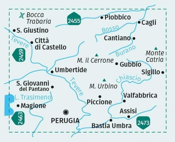 Produktbild: KOMPASS Wanderkarte 2464 Perugia, Assisi, Citt&agrave; di Castello, Gubbio 1:50.000