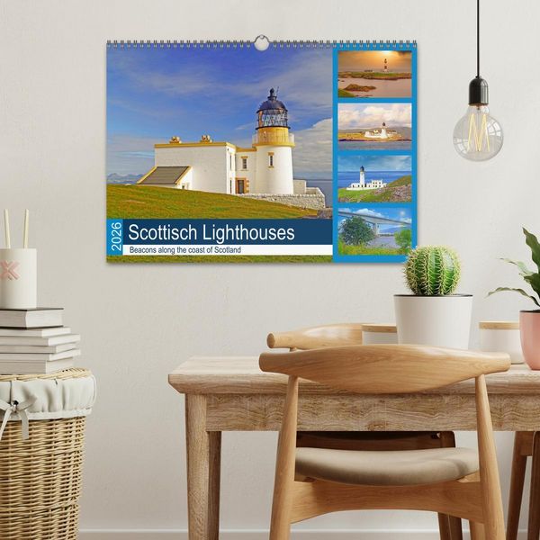 Produktbild: Scottish Lighthouses - beacons along the coast of Scotland (Wall Calendar 2026 DIN A3 landscape), CALVENDO 12 Month Wall Calendar